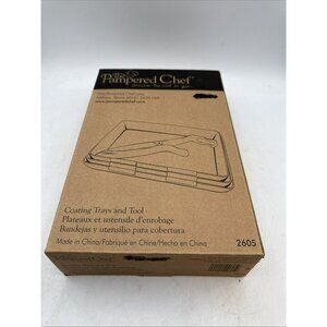 Pampered Chef Coating Breading Trays and Tongs Tool # 2605 Set 4 Piece